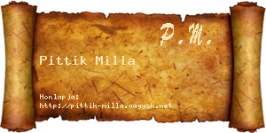 Pittik Milla névjegykártya